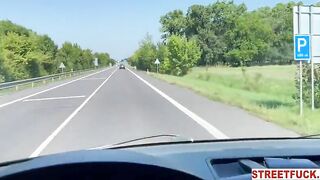 StreetFuck - Horny Hitchhiking Hottie Oxana Chic Cheats in Car Fuck Session