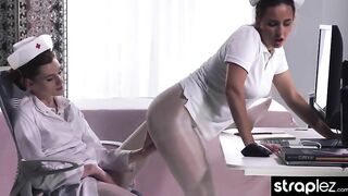 Watch these kinky lesbian nurses have wild strapon sex
