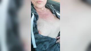 Naughty American Milf needs to masturbate in public again with her nice little dildo