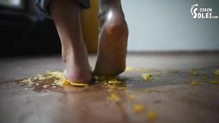 I'll crush fruits and you'll lick it off of my feet! (BIG feet, foot tease, POV foot worship, soles)