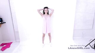 Beautiful Brunette Teen swallows cum at casting audition