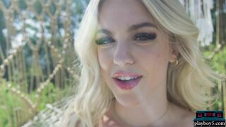 Curvy blonde teen with big natural tits