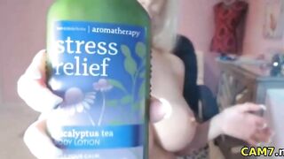 Blonde Chick massages her big tits for you