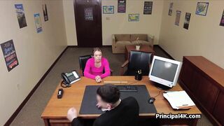 Soccer mom sucks on dildo while getting fucked