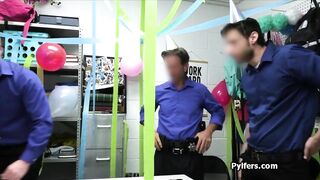 Surprise gangbang party at the security office