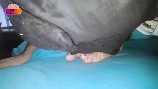 Licking the feet of my stepmom (foot worshiping)