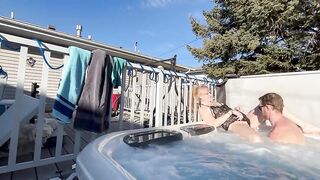 Trying to crawl away gets a big load blasted on her back.