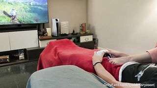 I use my feet and hands so my slave can't play