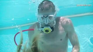 Cum everywhere in the pool from blowjobs of Cruz