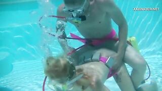 Cum everywhere in the pool from blowjobs of Cruz