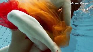 Mega hot and wet lesbos swimming and stripping